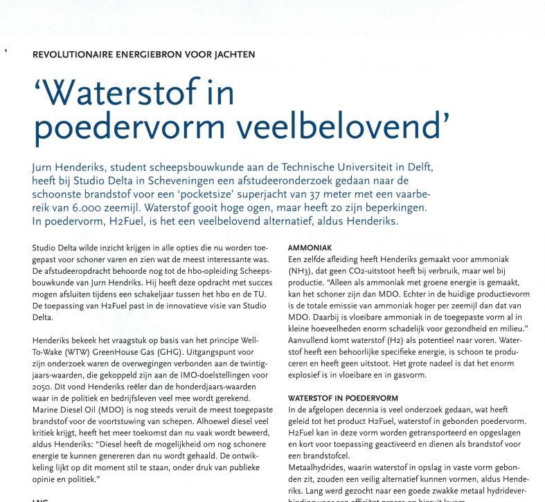 Artikel Jachtbouw Nederland: Revolutionaire energiebron voor jachten